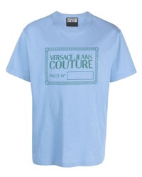 VERSACE JEANS COUTURE Flocked Logo Crew Neck T Shirt