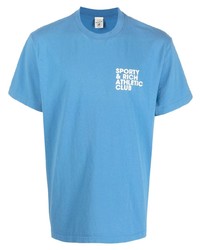 Sporty & Rich Logo Priint Crewneck T Shirt