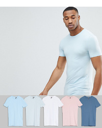 ASOS DESIGN Longline Muscle Fit T Shirt With Crew Neck 5 Pack Save