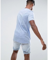 Asos Longline T Shirt With Crew Neck In Blue