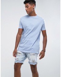 Asos Longline T Shirt With Crew Neck In Blue