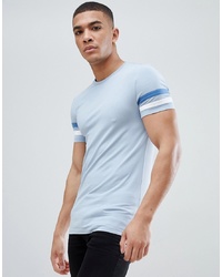 ASOS DESIGN Muscle Fit T Shirt With Contrast Sleeve Stripe