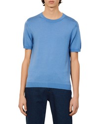 Sandro Pablo Stretch Knit Crewneck T Shirt In Sky Blue At Nordstrom