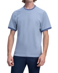Bugatchi Pinstripe Ringer Neck T Shirt In Cobalt At Nordstrom