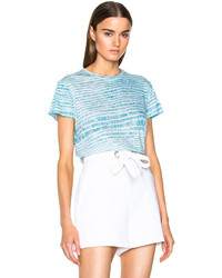 Proenza Schouler Printed Tissue Jersey Baggy Tee In Light Blue Turquoise