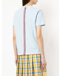 Thom Browne Relaxed Fit Short Sleeve Tee With Red White And Blue Stripe In Classic Pique