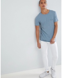 Tom Tailor T Shirt In Blue Cut Sew With Chest Pocket