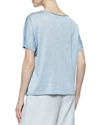 Lafayette 148 New York Tate Short Sleeve Suede Knit Tee