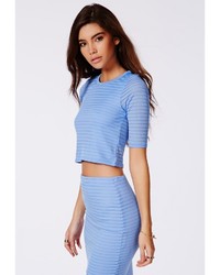 Missguided Otelia Burnout Ribbed Crop Top Blue