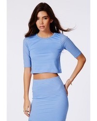 Missguided Otelia Burnout Ribbed Crop Top Blue