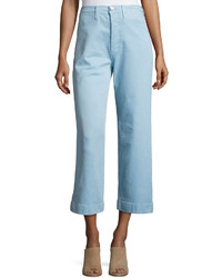 MiH Jeans Mih Caron High Rise Cropped Wide Leg Pants Blue