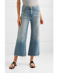 The Great The Rider Cropped Frayed High Rise Wide Leg Jeans