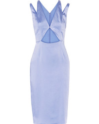 Cushnie et Ochs Cutout Crinkled Silk Satin Dress Light Blue