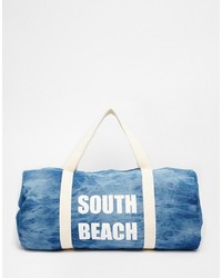 South Beach Denim Barrel Beach Bag