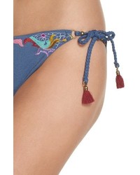 Nanette Lepore Dazed Denim Vamp Side Tie Bikini Bottoms