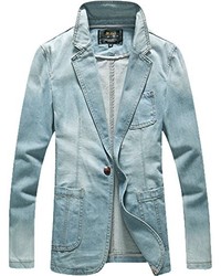 SWORLD-men Sworld Classic Washed 1 Buttons Pocket Denim Blazer Jeans Jacket Suit Blazer
