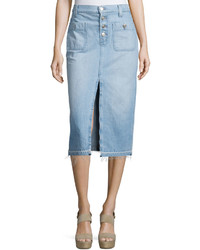 7 For All Mankind Exposed Button Denim Skirt Blue
