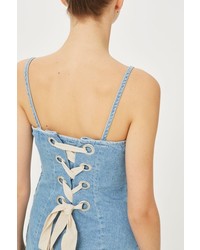 Boutique Lace Back Denim Slip Dress