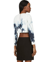 Anthony Vaccarello Blue Bleached Denim Boatneck Crop Top