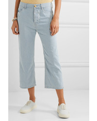 The Great The Railroad Cropped Striped Low Rise Straight Leg Jeans