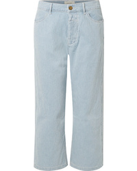 The Great The Railroad Cropped Striped Low Rise Straight Leg Jeans