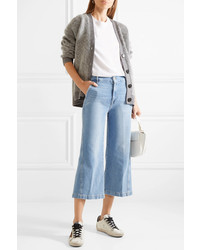 Frame Twisted Cropped High Rise Wide Leg Jeans