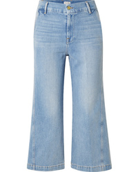 Frame Twisted Cropped High Rise Wide Leg Jeans