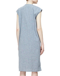 Eileen Fisher Linen Blend Cap Sleeve Calf Length Dress Plus Size