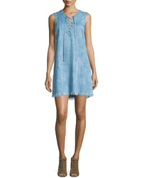 7 For All Mankind Sleeveless Lace Up Denim Dress Chambray