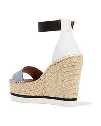 See by Chloe Denim And Leather Espadrille Wedge Sandals