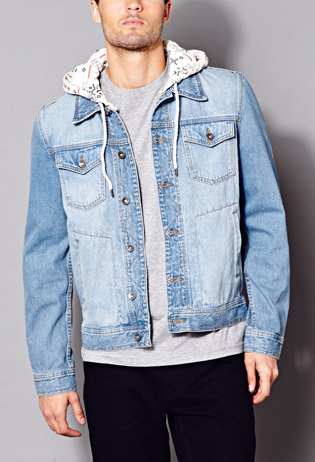 Buy ONLY & SONS Men Blue Solid Denim Hooded Jacket - Jackets for Men  7203568 | Myntra