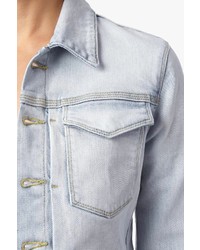 7 For All Mankind Cropped Denim Trucker Jacket In Bleached Out