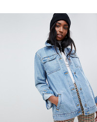 Asos Tall Asos Design Tall Denim Girlfriend Jacket In Stonewash Blue