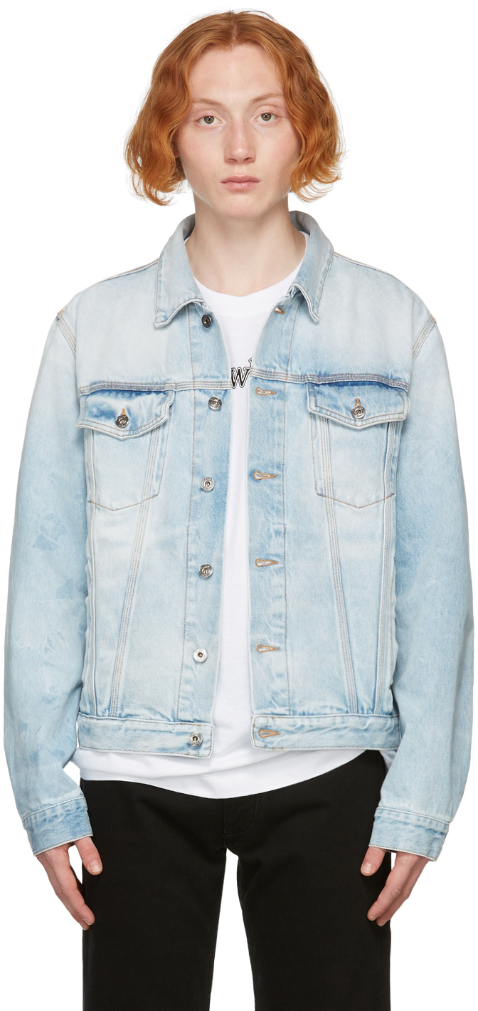 Off-White Blue Denim Arrows Slim Jacket, $930 | SSENSE | Lookastic