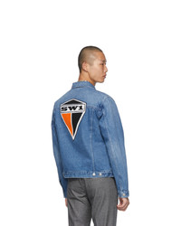 Burberry Blue Denim Graphic Casual Jacket