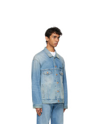 Balenciaga Blue Denim Oversized Logo Jacket