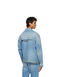 Balenciaga Blue Denim Oversized Logo Jacket