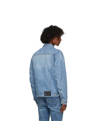 We11done Blue Denim Wd Logo Zipper Jacket