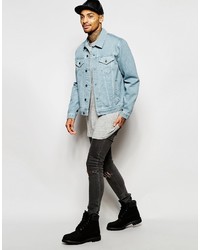 Asos Brand Denim Jacket In Skinny Fit With Stonewash