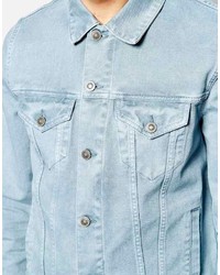 Asos Brand Denim Jacket In Slim Fit In Pastel Blue