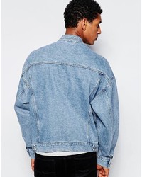 Asos Brand Oversized Denim Jacket In Blue Wash