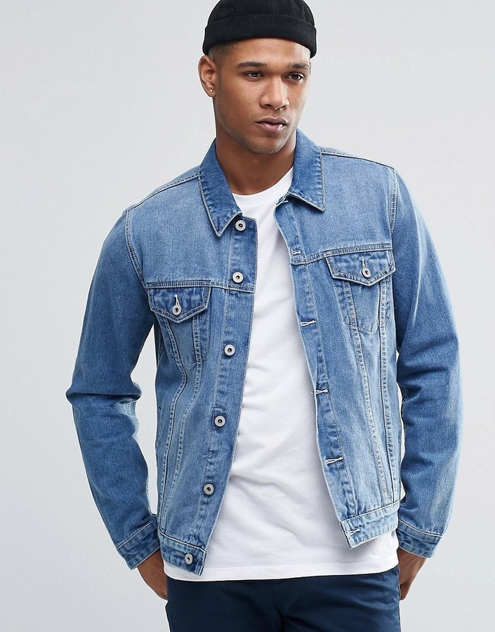 Asos Brand Oversized Denim Jacket In Blue Wash, $77 | Asos | Lookastic