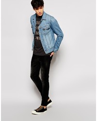 Lee Denim Jacket Rider Slim Fit Stream Bed Light Weight