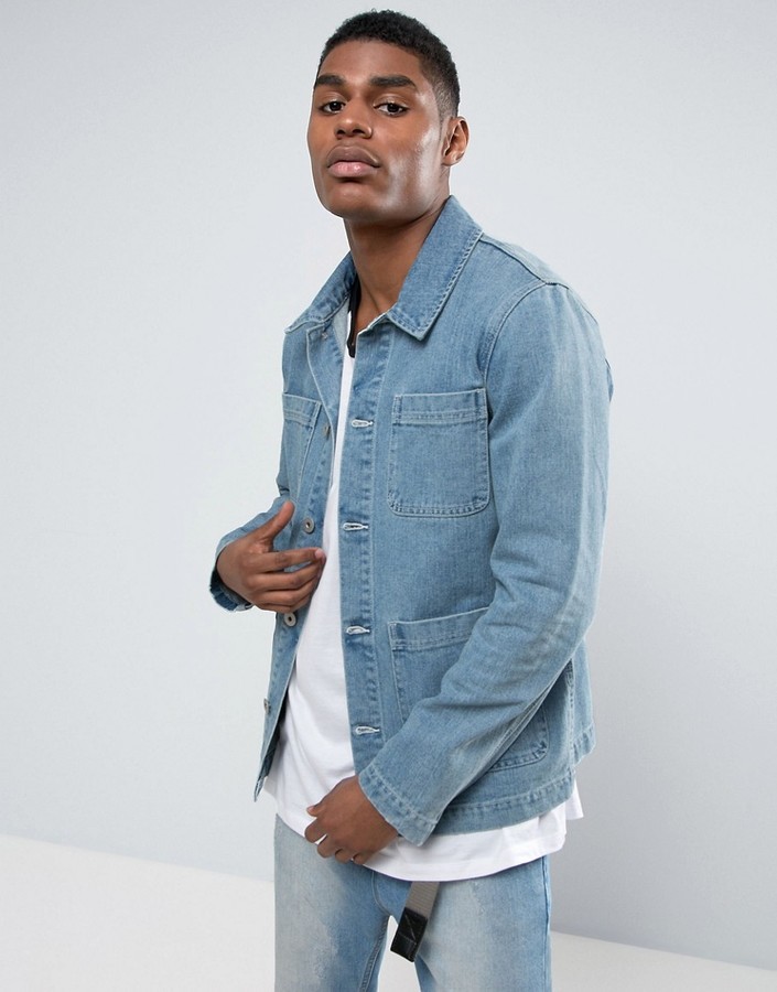 Asos Denim Worker Jacket In Blue 32 Asos Lookastic