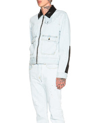 Givenchy Destroyed Denim Jacket With Leather Collar
