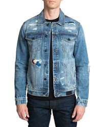PRPS Ripped Repaired Graphic Denim Trucker Jacket