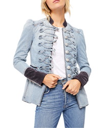 Free People Seamed Structured Denim Military Jacket