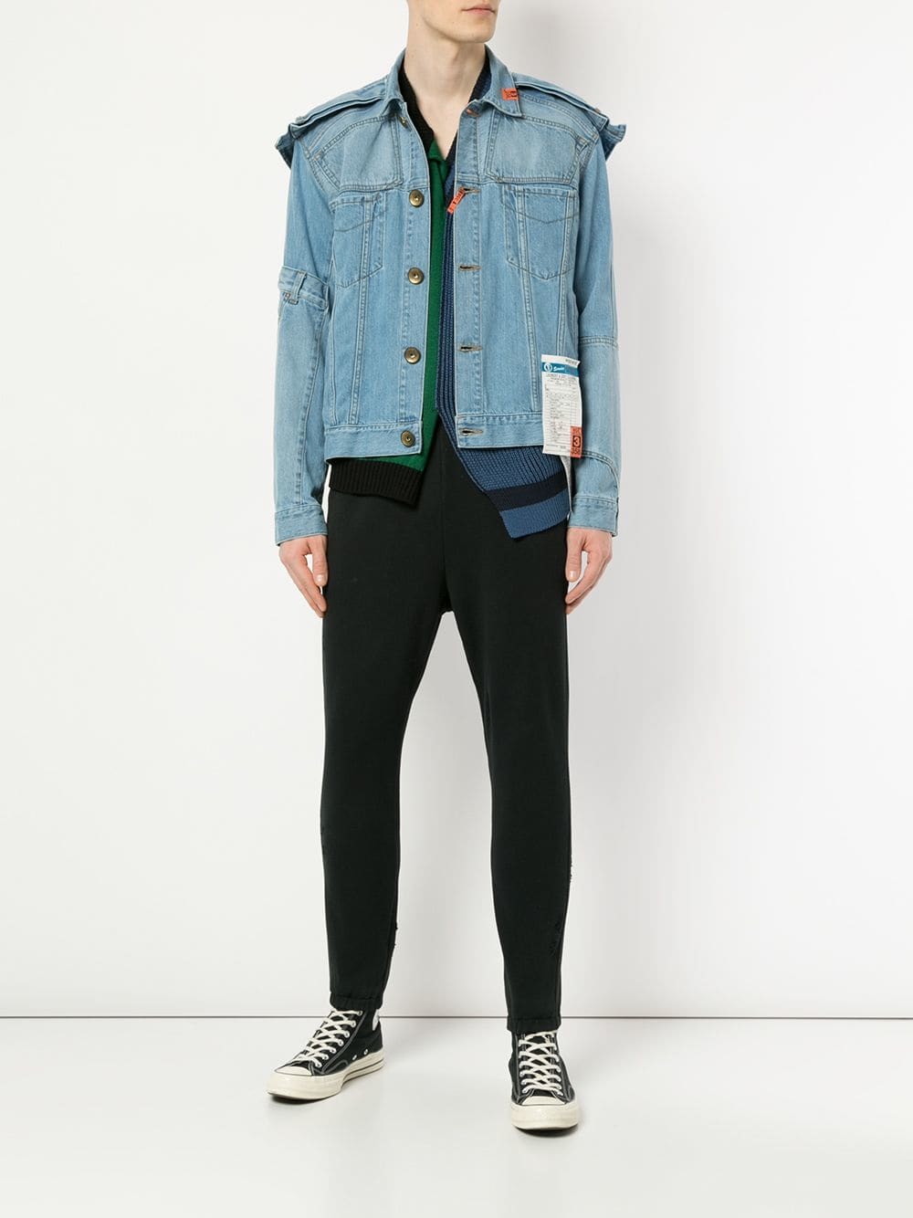 Maison Mihara Yasuhiro Shoulder Patch Denim Jacket, $939 | farfetch.com ...