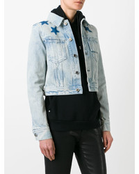 Givenchy Star Print Bleached Denim Jacket