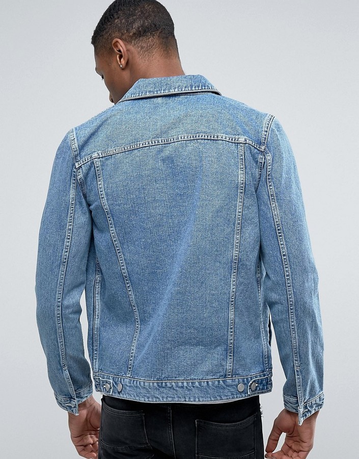 Asos Tall Denim Jacket In Light Blue Wash, $56 | Asos | Lookastic